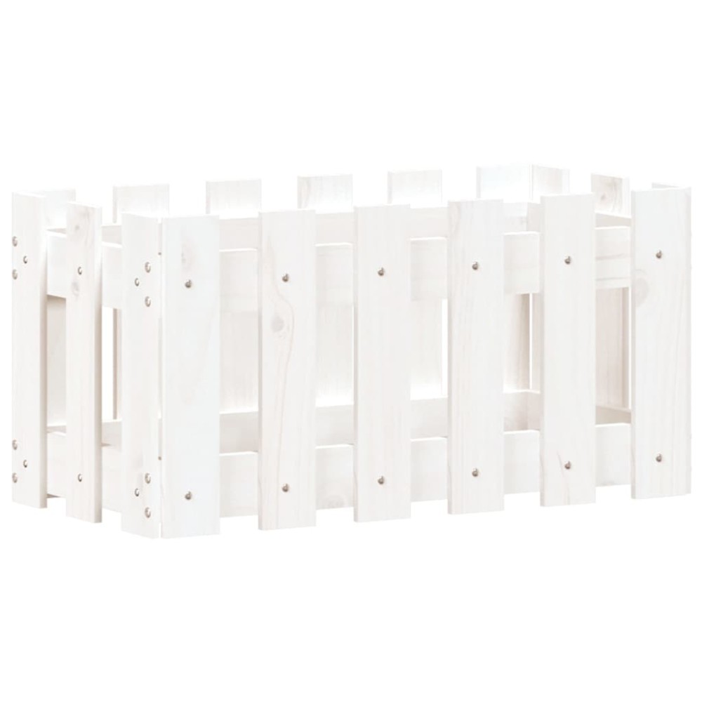 vidaXL Jardinieră grădină design gard, alb, 60x30x30 cm lemn masiv pin