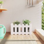vidaXL Jardinieră grădină design gard, alb, 60x30x30 cm lemn masiv pin vidaXL Jardinieră grădină design gard, alb, 60x30x30 cm lemn masiv pin