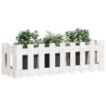 vidaXL Pat înălțat grădină design gard alb 100x30x30cm lemn pin tratat vidaXL Pat înălțat grădină design gard alb 100x30x30cm lemn pin tratat