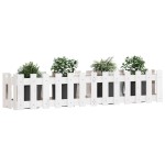 vidaXL Pat înălțat grădină design gard alb 150x30x30cm lemn pin tratat