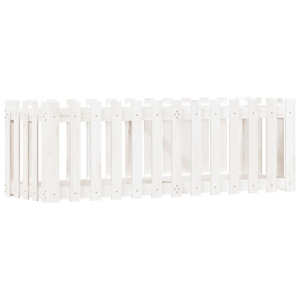 vidaXL Pat înălțat grădină design gard alb 150x50x50cm lemn pin tratat