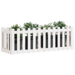 vidaXL Pat înălțat grădină design gard alb 150x50x50cm lemn pin tratat