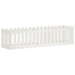 vidaXL Pat înălțat grădină design gard alb 200x50x50cm lemn pin tratat vidaXL Pat înălțat grădină design gard alb 200x50x50cm lemn pin tratat