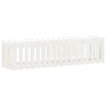 vidaXL Pat înălțat grădină design gard alb 200x50x50cm lemn pin tratat vidaXL Pat înălțat grădină design gard alb 200x50x50cm lemn pin tratat