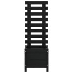 vidaXL Jardinieră grădină cu raft negru 39x39,5x114 cm, lemn masiv pin