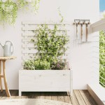 vidaXL Jardinieră de grădină cu raft alb 79x39,5x114 cm lemn masiv pin vidaXL Jardinieră de grădină cu raft alb 79x39,5x114 cm lemn masiv pin