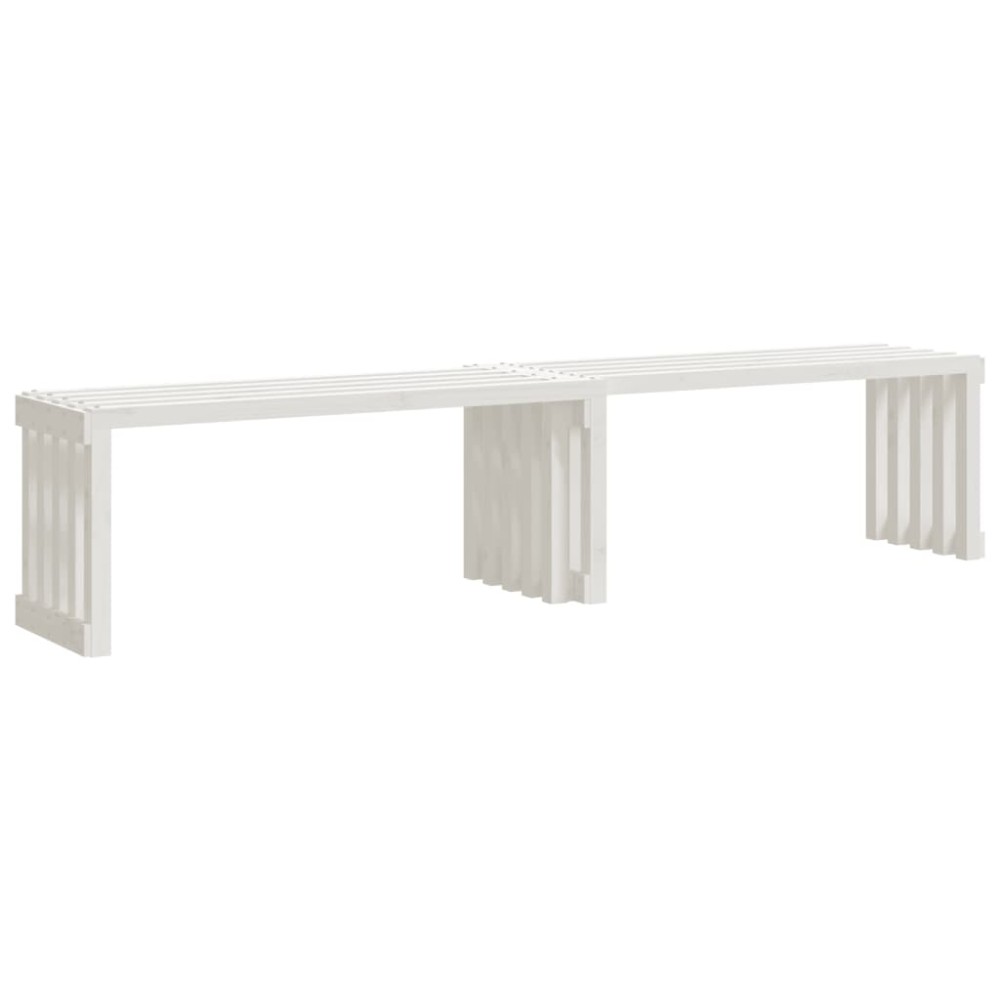 vidaXL Bancă grădină extensibilă alb, 212,5x40,5x45 cm, lemn masiv pin