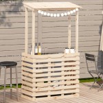 vidaXL Masă bar de exterior cu acoperiș, 112,5x57x195,5 cm, lemn masiv vidaXL Masă bar de exterior cu acoperiș, 112,5x57x195,5 cm, lemn masiv