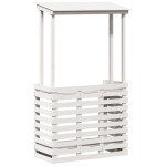 vidaXL Masă bar de exterior cu acoperiș, alb, 112,5x57x195,5 cm, lemn vidaXL Masă bar de exterior cu acoperiș, alb, 112,5x57x195,5 cm, lemn