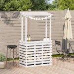 vidaXL Masă bar de exterior cu acoperiș, alb, 112,5x57x195,5 cm, lemn vidaXL Masă bar de exterior cu acoperiș, alb, 112,5x57x195,5 cm, lemn