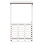 vidaXL Masă bar de exterior cu acoperiș, alb, 112,5x57x195,5 cm, lemn vidaXL Masă bar de exterior cu acoperiș, alb, 112,5x57x195,5 cm, lemn