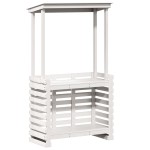 vidaXL Masă bar de exterior cu acoperiș, alb, 112,5x57x195,5 cm, lemn vidaXL Masă bar de exterior cu acoperiș, alb, 112,5x57x195,5 cm, lemn