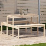 vidaXL Masă de picnic, 110x134x75 cm, lemn masiv de pin vidaXL Masă de picnic, 110x134x75 cm, lemn masiv de pin