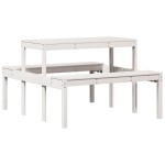 vidaXL Masă de picnic, alb, 110x134x75 cm, lemn masiv de pin vidaXL Masă de picnic, alb, 110x134x75 cm, lemn masiv de pin