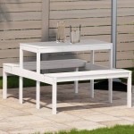 vidaXL Masă de picnic, alb, 110x134x75 cm, lemn masiv de pin vidaXL Masă de picnic, alb, 110x134x75 cm, lemn masiv de pin