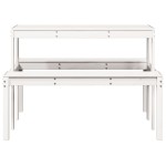 vidaXL Masă de picnic, alb, 110x134x75 cm, lemn masiv de pin vidaXL Masă de picnic, alb, 110x134x75 cm, lemn masiv de pin