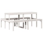 vidaXL Masă de picnic, alb, 160x134x75 cm, lemn masiv de pin