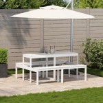 vidaXL Masă de picnic, alb, 160x134x75 cm, lemn masiv de pin