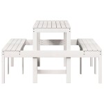 vidaXL Masă de picnic, alb, 160x134x75 cm, lemn masiv de pin