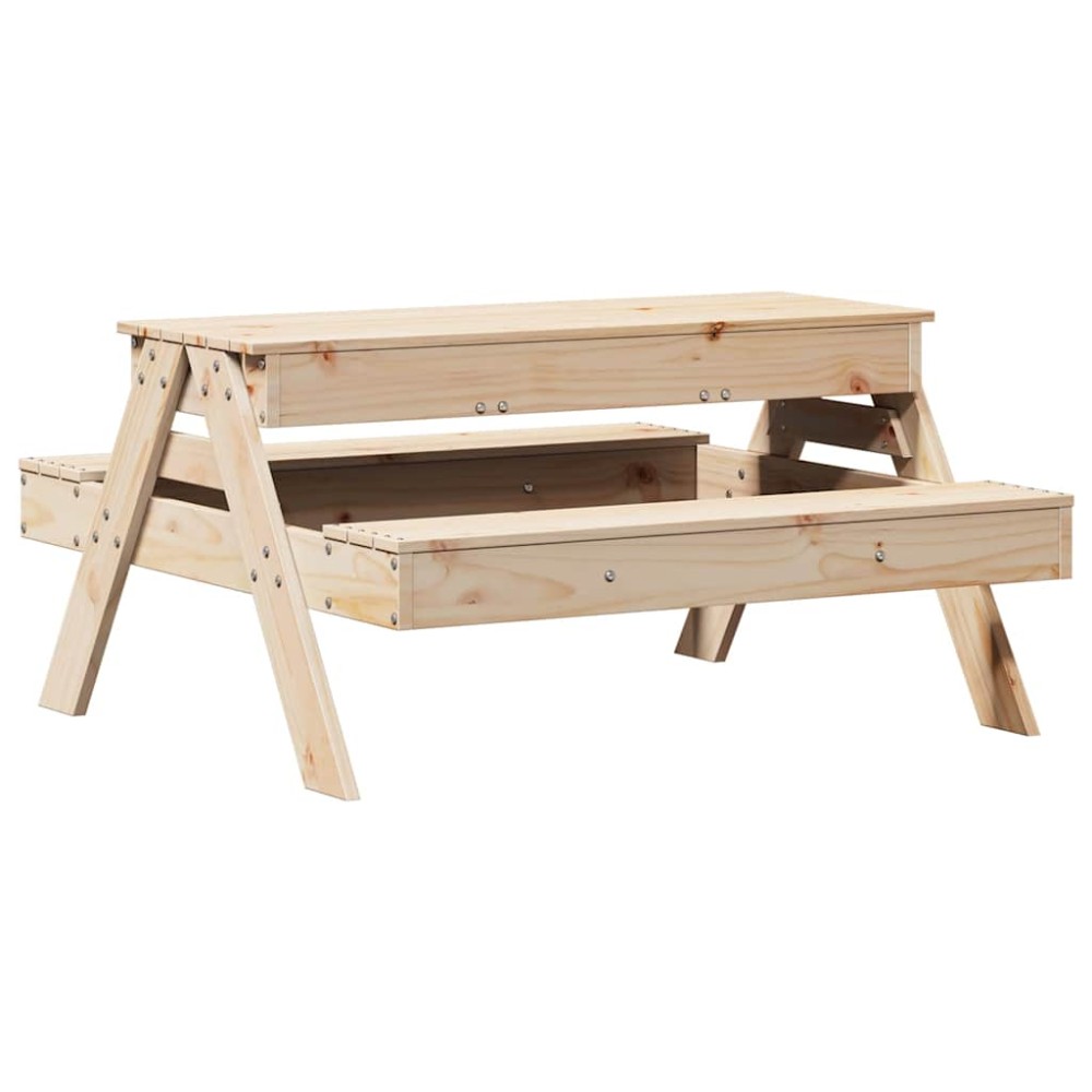 vidaXL Masă de picnic cu groapă de nisip pentru copii, lemn masiv pin