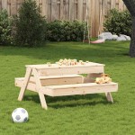 vidaXL Masă de picnic cu groapă de nisip pentru copii, lemn masiv pin