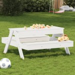 vidaXL Masă picnic cu groapă de nisip pentru copii alb, lemn masiv pin vidaXL Masă picnic cu groapă de nisip pentru copii alb, lemn masiv pin