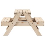 vidaXL Masă de picnic pentru copii, 88x97x52 cm, lemn masiv de pin