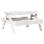 vidaXL Masă de picnic pentru copii, alb, 88x97x52 cm, lemn masiv pin