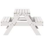 vidaXL Masă de picnic pentru copii, alb, 88x97x52 cm, lemn masiv pin