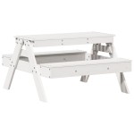 vidaXL Masă de picnic pentru copii, alb, 88x97x52 cm, lemn masiv pin