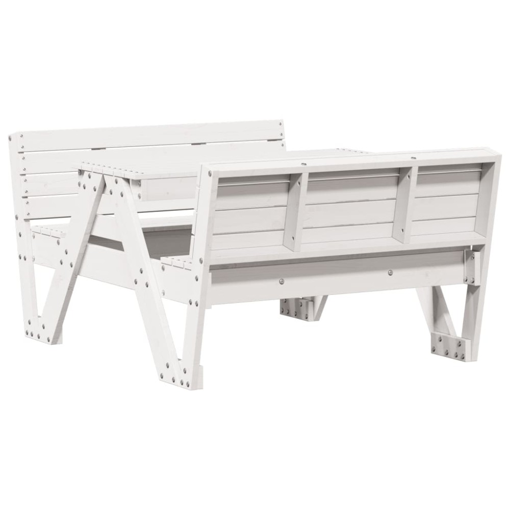 vidaXL Masă de picnic pentru copii alb 88x122x58 cm, lemn masiv de pin