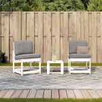 vidaXL Set mobilier de grădină, 3 piese, alb, lemn masiv de pin