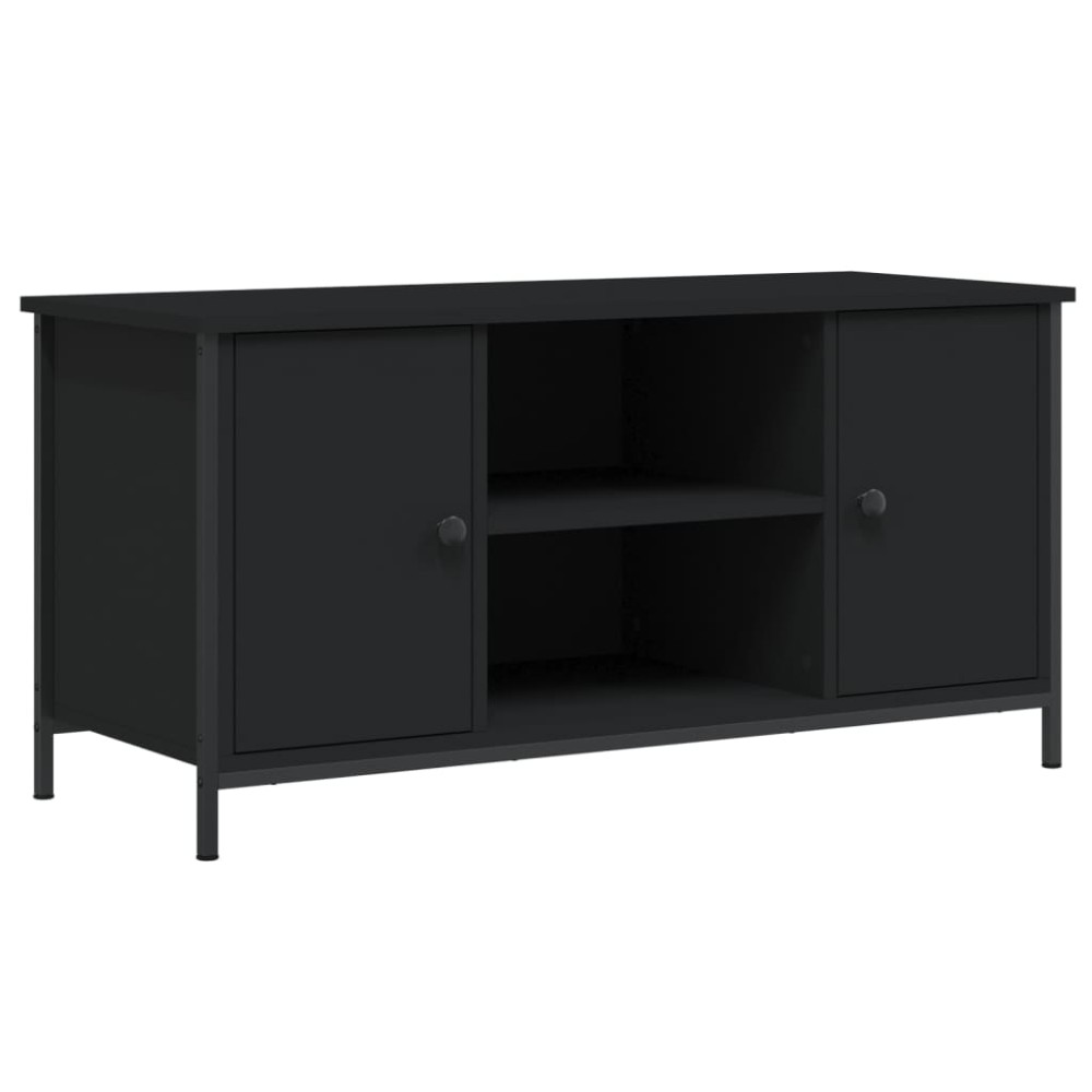 vidaXL Comodă TV, negru, 100x40x50 cm, lemn prelucrat