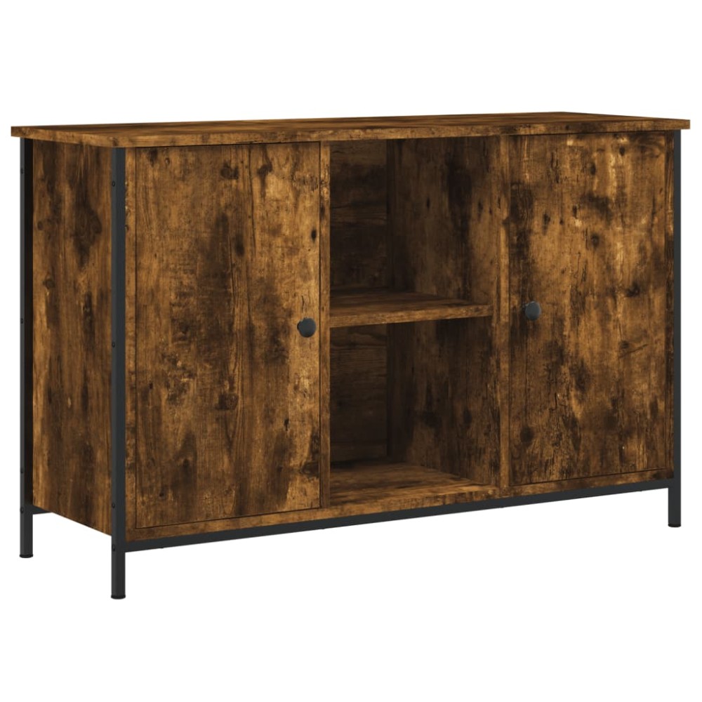 vidaXL Comodă TV, stejar fumuriu, 100x35x65 cm, lemn compozit