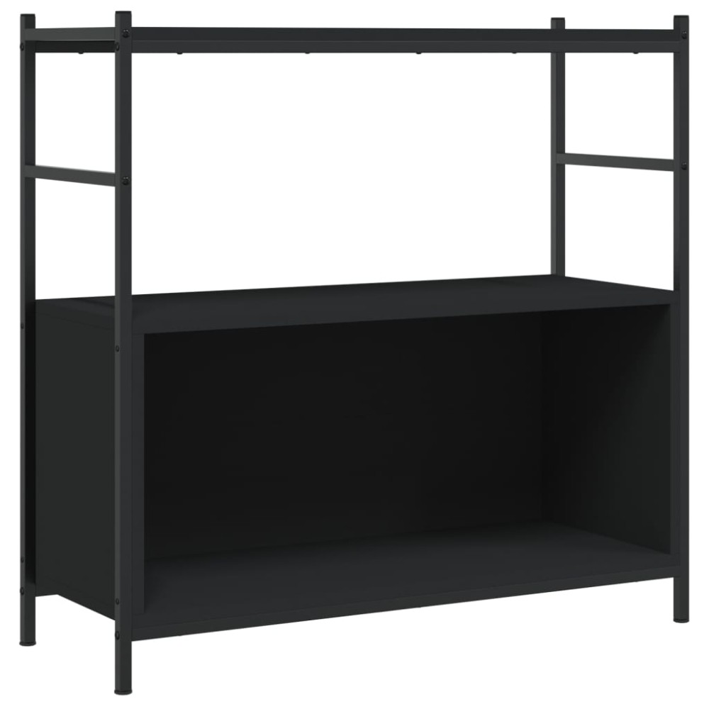 vidaXL Raft de cărți, negru, 80x30x78,5 cm, lemn prelucrat și fier