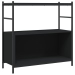 vidaXL Raft de cărți, negru, 80x30x78,5 cm, lemn prelucrat și fier vidaXL Raft de cărți, negru, 80x30x78,5 cm, lemn prelucrat și fier