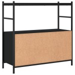 vidaXL Raft de cărți, negru, 80x30x78,5 cm, lemn prelucrat și fier vidaXL Raft de cărți, negru, 80x30x78,5 cm, lemn prelucrat și fier