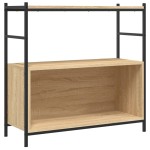 vidaXL Raft de cărți stejar sonoma 80x30x78,5cm lemn prelucrat și fier vidaXL Raft de cărți stejar sonoma 80x30x78,5cm lemn prelucrat și fier