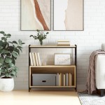 vidaXL Raft de cărți stejar sonoma 80x30x78,5cm lemn prelucrat și fier vidaXL Raft de cărți stejar sonoma 80x30x78,5cm lemn prelucrat și fier