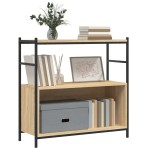 vidaXL Raft de cărți stejar sonoma 80x30x78,5cm lemn prelucrat și fier vidaXL Raft de cărți stejar sonoma 80x30x78,5cm lemn prelucrat și fier