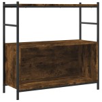 vidaXL Raft de cărți stejar afumat 80x30x78,5cm lemn prelucrat și fier vidaXL Raft de cărți stejar afumat 80x30x78,5cm lemn prelucrat și fier