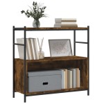 vidaXL Raft de cărți stejar afumat 80x30x78,5cm lemn prelucrat și fier vidaXL Raft de cărți stejar afumat 80x30x78,5cm lemn prelucrat și fier