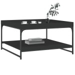 vidaXL Măsuță de cafea, negru, 80x80x45 cm, lemn prelucrat și fier vidaXL Măsuță de cafea, negru, 80x80x45 cm, lemn prelucrat și fier