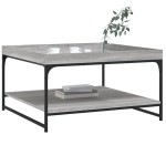 vidaXL Măsuță cafea, gri sonoma, 80x80x45 cm lemn prelucrat și fier vidaXL Măsuță cafea, gri sonoma, 80x80x45 cm lemn prelucrat și fier