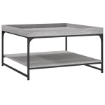 vidaXL Măsuță cafea, gri sonoma, 80x80x45 cm lemn prelucrat și fier vidaXL Măsuță cafea, gri sonoma, 80x80x45 cm lemn prelucrat și fier