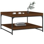 vidaXL Măsuță cafea, stejar maro, 80x80x45 cm lemn prelucrat și fier vidaXL Măsuță cafea, stejar maro, 80x80x45 cm lemn prelucrat și fier