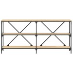 vidaXL Masă consolă stejar sonoma 160x30x75 cm lemn prelucrat și fier