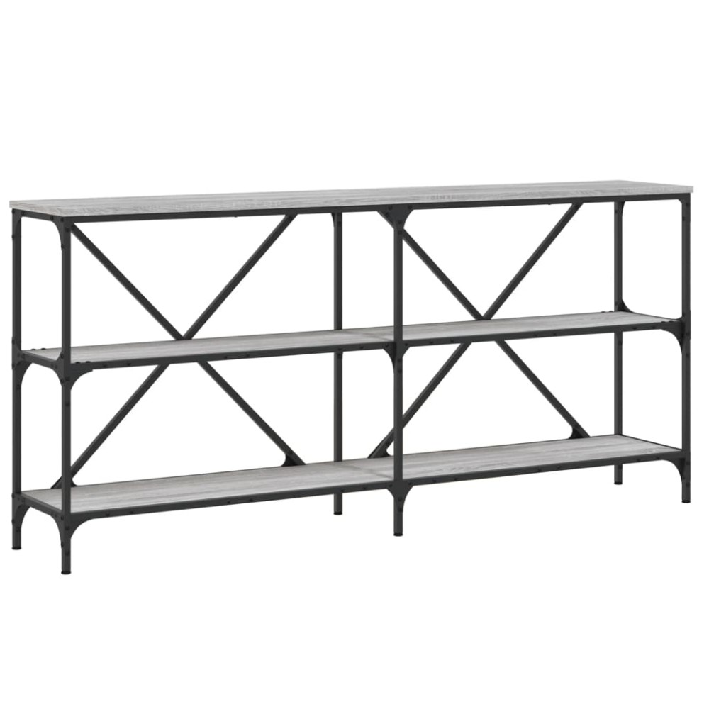 vidaXL Masă consolă, gri sonoma, 160x30x75 cm, lemn prelucrat și fier