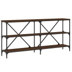 vidaXL Masă consolă stejar maro, 160x30x75 cm, lemn prelucrat și fier vidaXL Masă consolă stejar maro, 160x30x75 cm, lemn prelucrat și fier