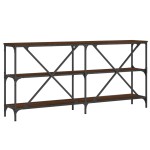 vidaXL Masă consolă stejar maro, 160x30x75 cm, lemn prelucrat și fier vidaXL Masă consolă stejar maro, 160x30x75 cm, lemn prelucrat și fier